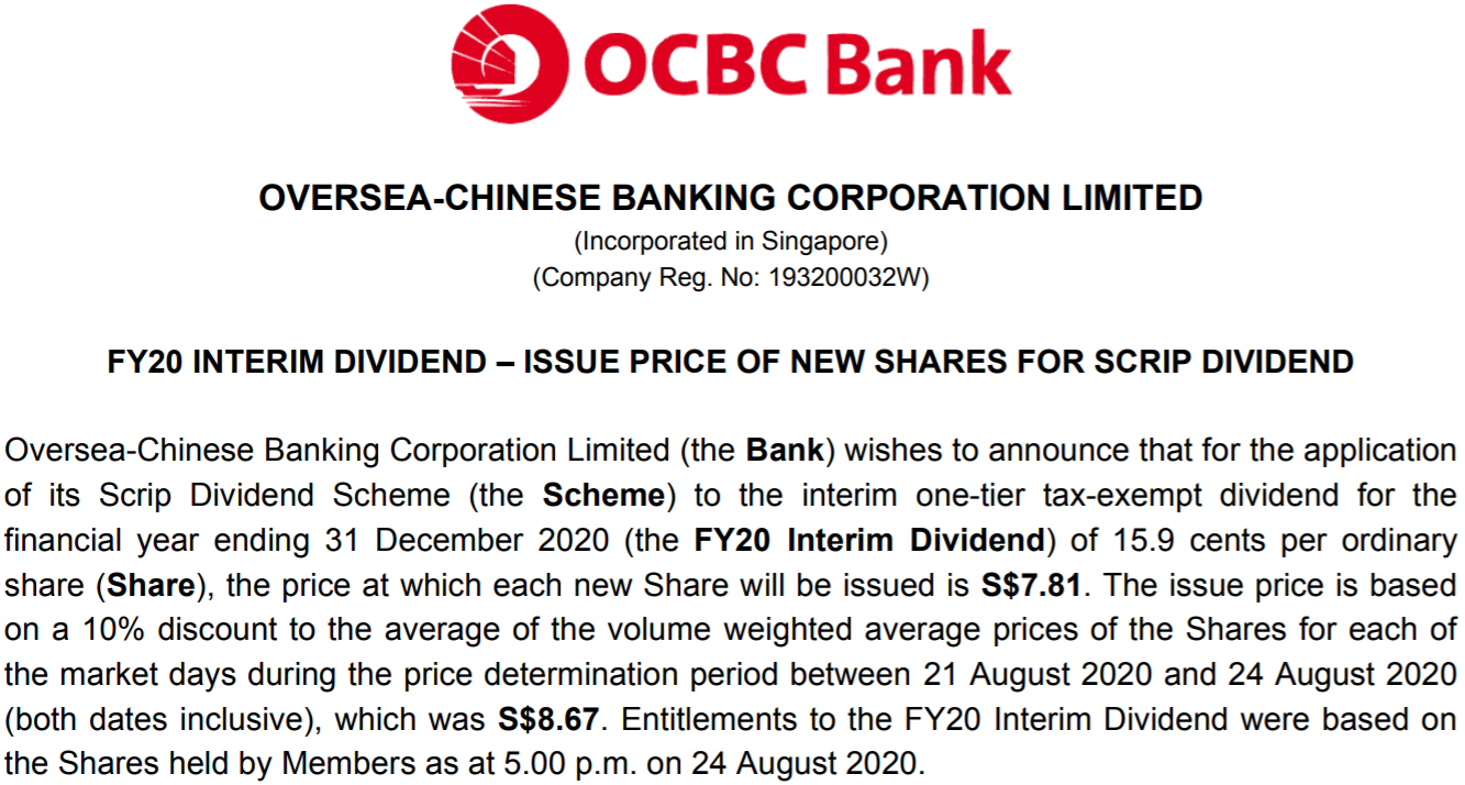 Ocbc singapore share price